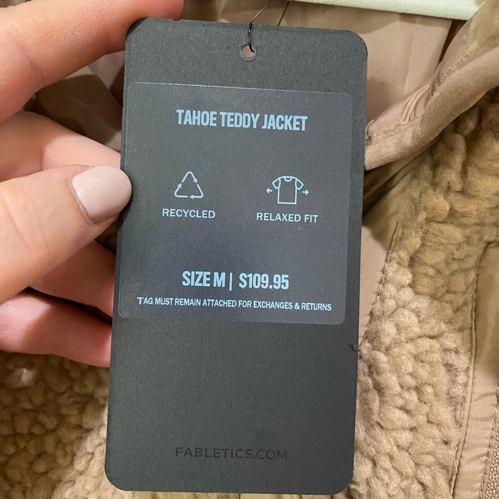 NWT Fabletics Tan Sherpa Jacket - Picture 4 of 7